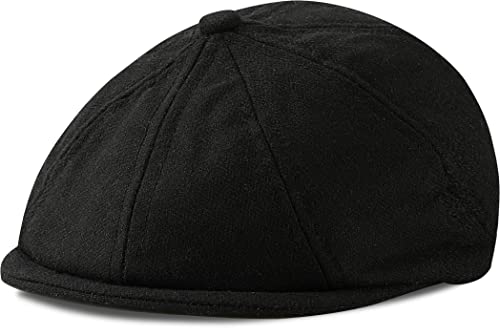 mintgreen Schiebermütze Kinder, Baby Jungen Fischgrät Tweed Schirmmütze Barett Newsboy Cap, Schwarz, 3-6 Monate von mintgreen