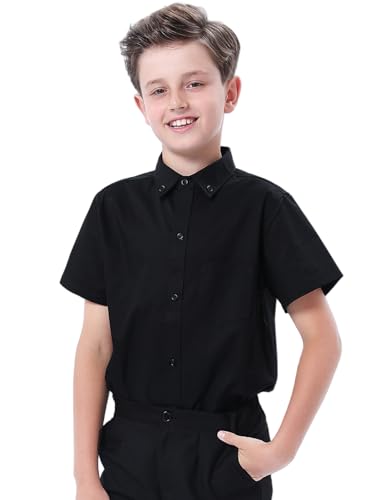 mintgreen Schule Hemden Jungen, Baumwolle Hochzeit Kurze Ärmel Casual Uniform Solide Kleidung, Schwarz, 140-146, Tag 150 mintgreen Schule Hemden Jungen, Baumwolle Hochzeit Kurze Ärmel Casual Uniform Solide Kleidung, Schwarz, 140-146, Tag 150 von mintgreen