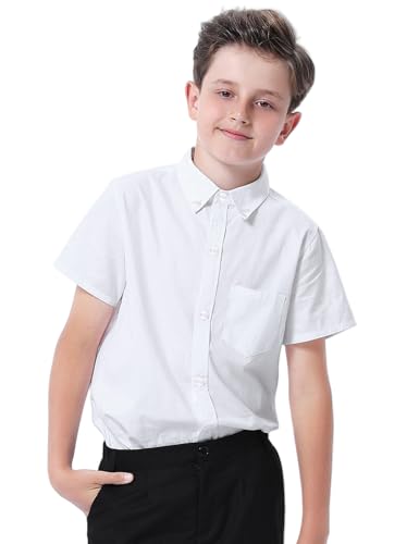 mintgreen Schule Hemden Jungen, Baumwolle Hochzeit Kurze Ärmel Casual Uniform Solide Kleidung, Weiß, 140-146, Tag 150 mintgreen Schule Hemden Jungen, Baumwolle Hochzeit Kurze Ärmel Casual Uniform Solide Kleidung, Weiß, 140-146, Tag 150 von mintgreen