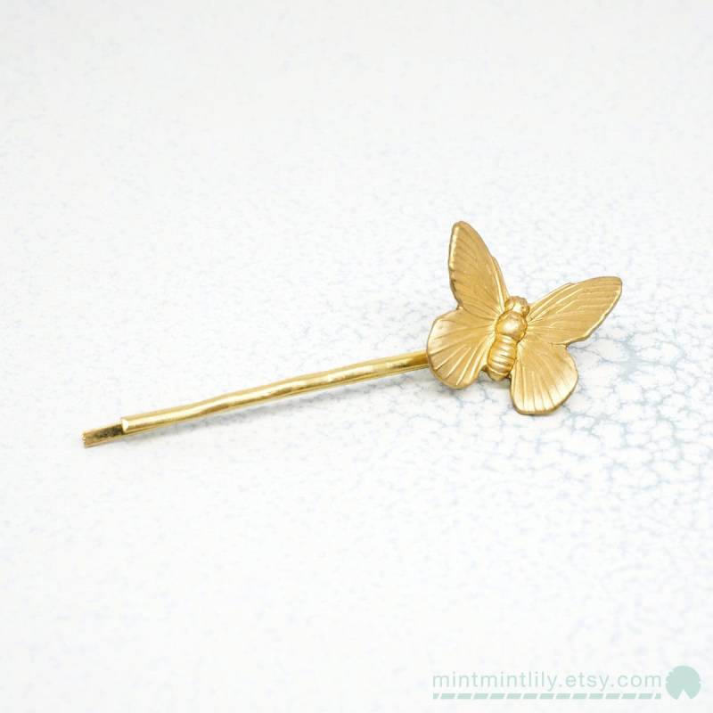 Gold Schmetterling Haarnadel Zubehör ~ Frühling Natur Themen Messing Bobby Für Sie, Mutter, Frauen Gold Schmetterling Haarnadel Zubehör ~ Frühling Natur Themen Messing Bobby Für Sie, Mutter, Frauen von mintmintlily