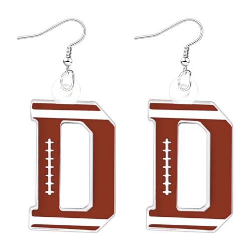 Mintolex Fußball-Anfangsbuchstaben-Ohrringe für Damen und Herren, Acryl, Buchstabe A-Z, baumelnde Ohrringe, personalisierbar, Alphabet, Sportschmuck, Acryl, Kein Edelstein von mintolex