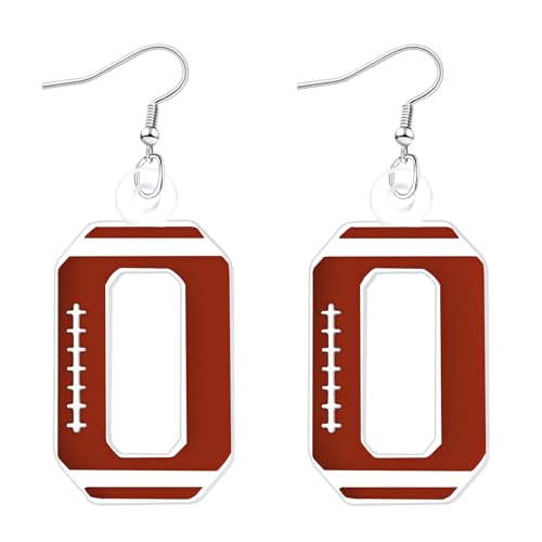 Mintolex Fußball-Anfangsbuchstaben-Ohrringe für Damen und Herren, Acryl, Buchstabe A-Z, baumelnde Ohrringe, personalisierbar, Alphabet, Sportschmuck, Acryl, Kein Edelstein von mintolex