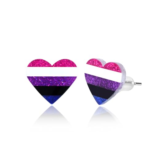 Mintolex LGBTQ+ Regenbogen-Herz-Ohrringe für Damen und Herren, Acryl, LGBT-Fortschrittsflagge, Herz-Ohrringe, Bisexuell, Trans, nicht-binär, lesbisch, pansexuell, Regenbogen-Stolz, Schmuckzubehör von mintolex