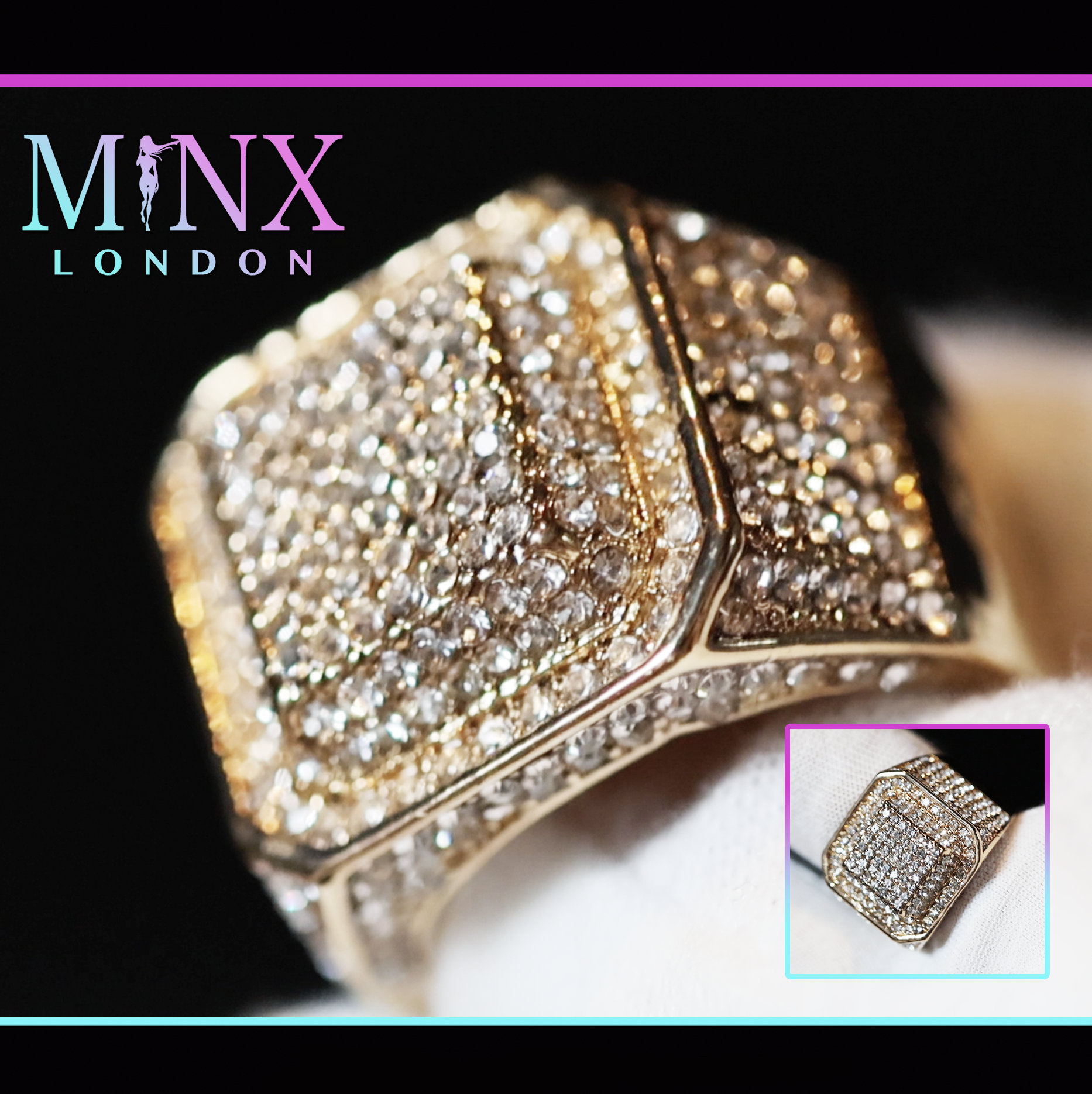 Big Iced Out Ringe | Brillantring Für Männer Herrenring Herren Ring Geeist Gefroren Verlobung Großer Diamantring von minxlondon007