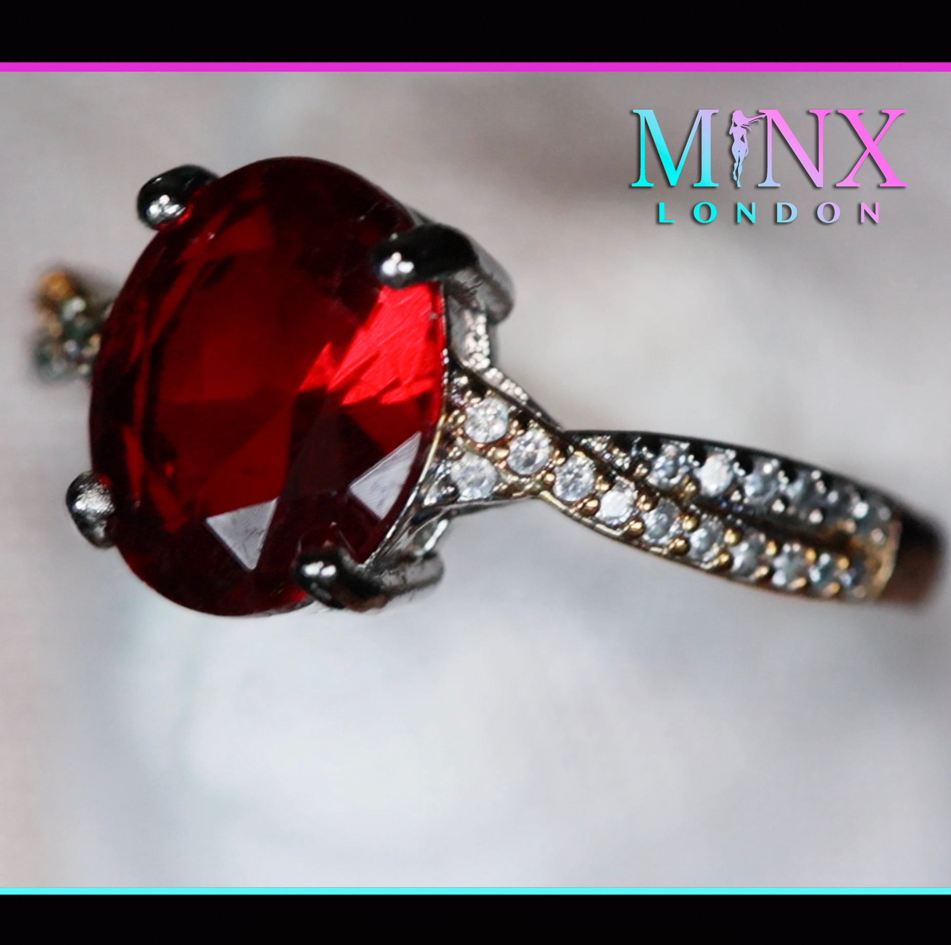 Damen Rot Oval Diamant Ring | Roter Damenring Rubin Verlobungsring von minxlondon007