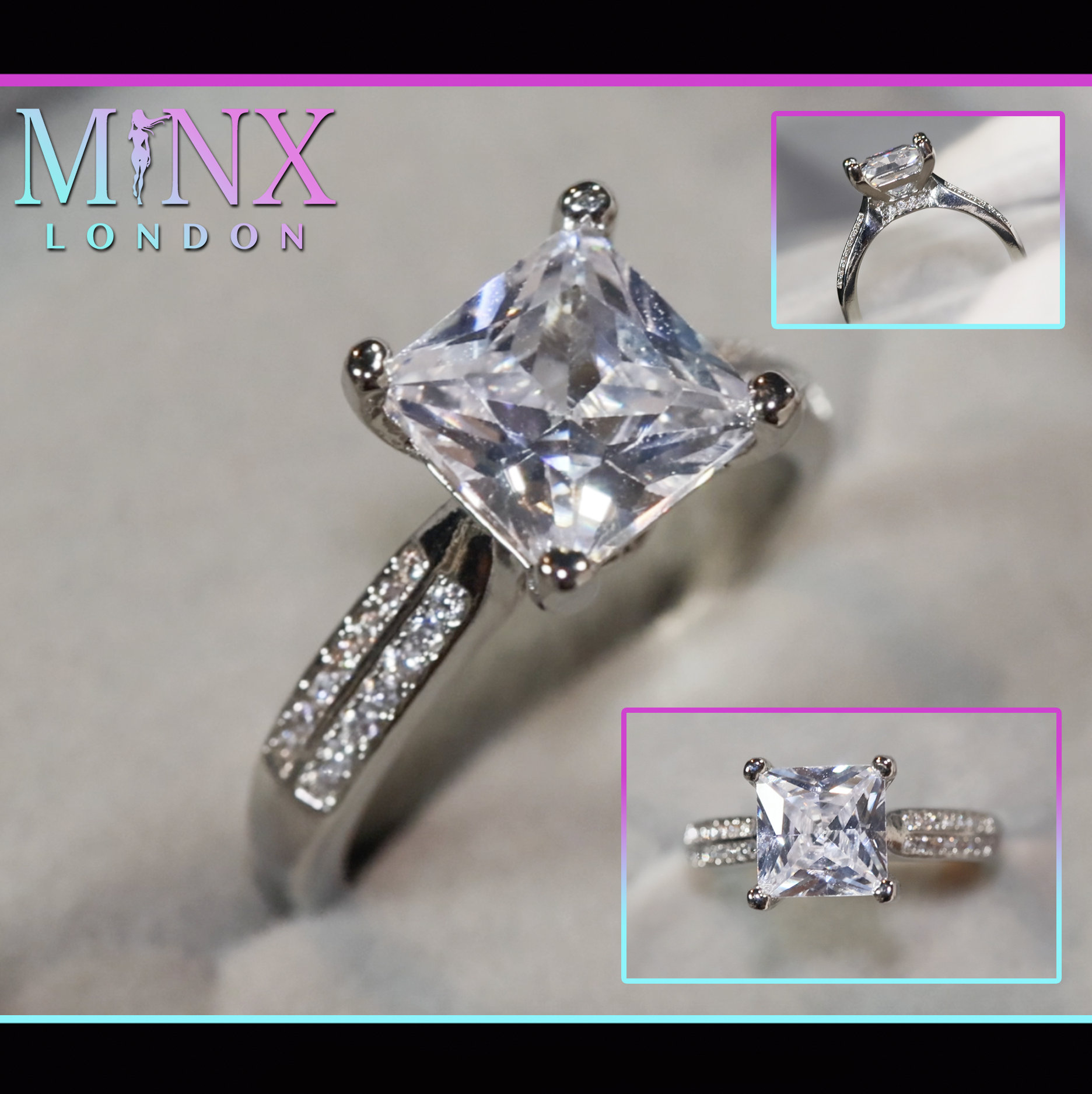 Diamant Ring | Princess Cut Verlobungsring Platin Ehering Damen von minxlondon007