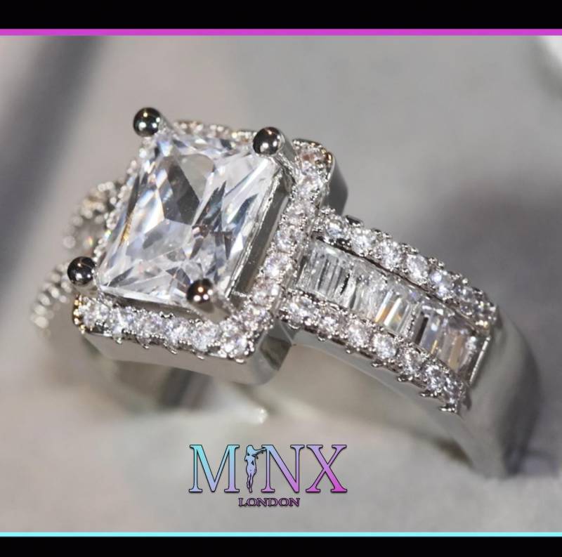 Diamant Ring Im Baguetteschliff | Verlobungsring 925 Silber Verlobungsringe Damen Smaragd Ringe von minxlondon007