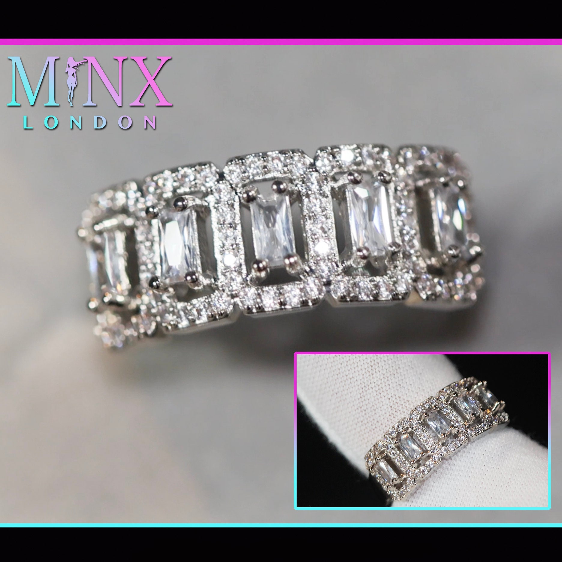 Diamant Ring | Verlobungsring Für Frauen Verlobungsringe Damen Ringe Versprechen Eternity Baguette von minxlondon007