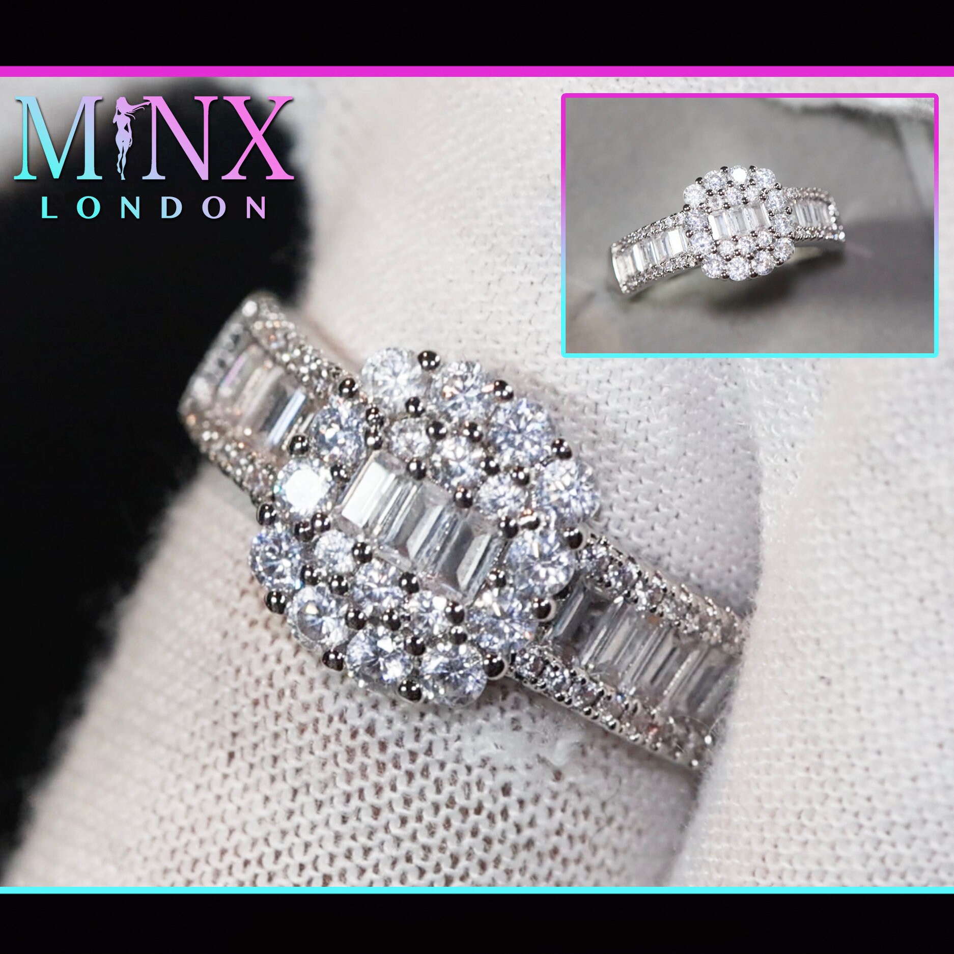 Diamant Ring | Verlobungsring Für Frauen Verlobungsringe Damen Ringe Versprechen Eternity Baguette von minxlondon007