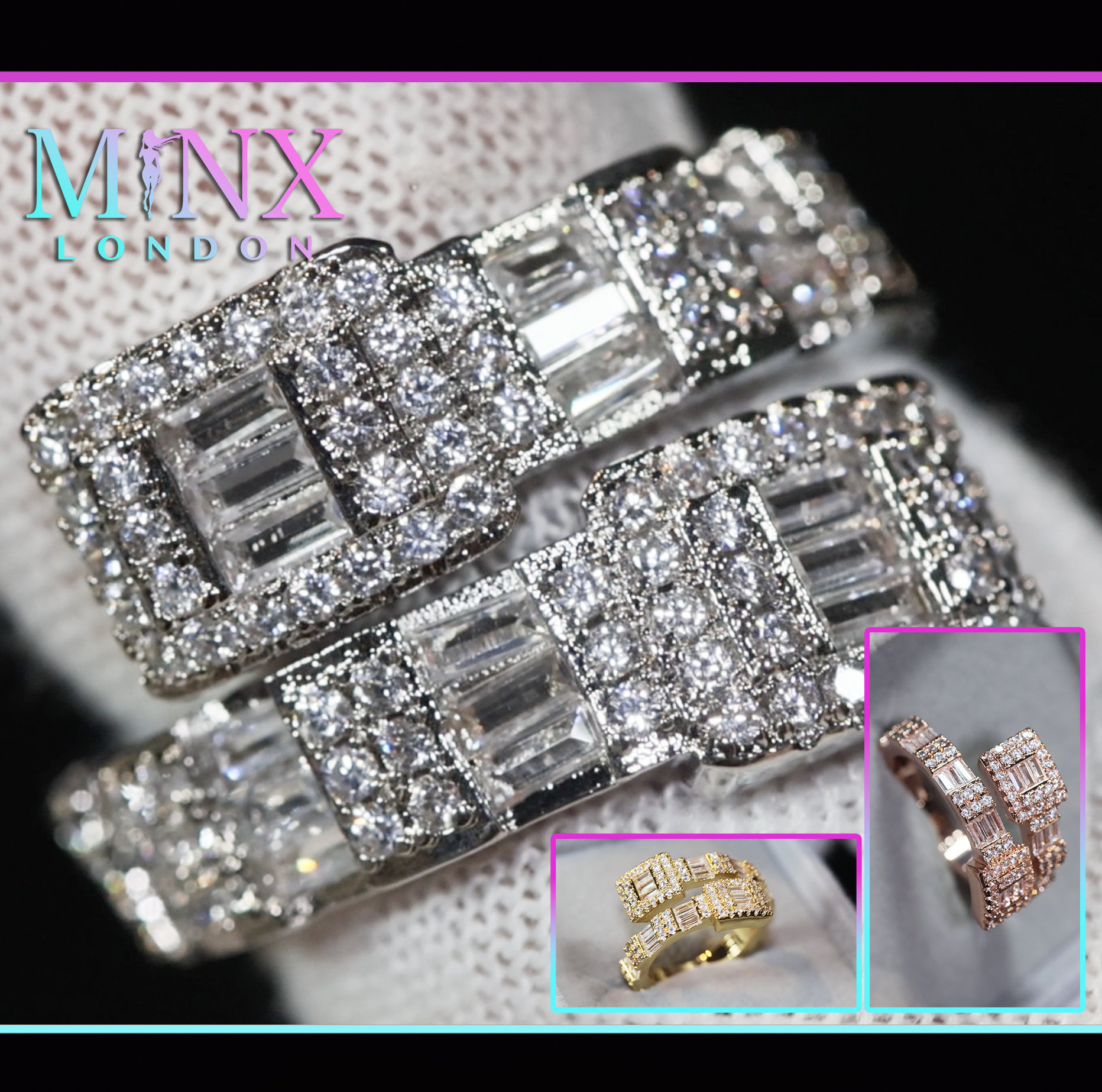 Ewigkeitsring | Herren Iced Out Ring Baguette-Diamantring Für Damen Vereister von minxlondon007