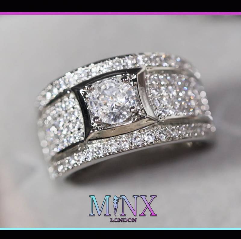 Eternity Ring | Versprechen Herrenring Damen Herren Silber Diamant Gefroren Ehering Icy von minxlondon007