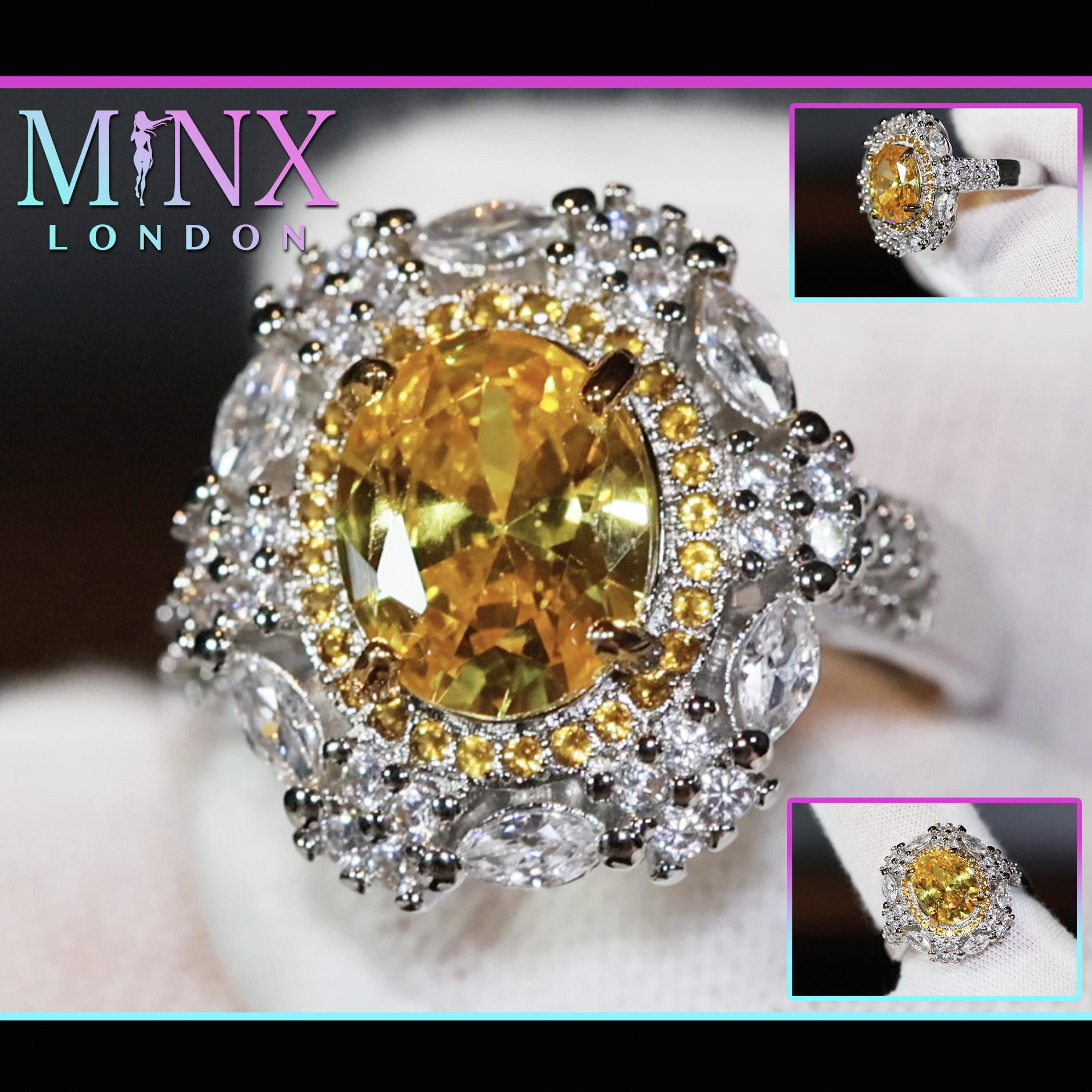Gelber Diamant Ring | Gelbe Verlobungsringe Diamant-Ehering Kanariengelber Damen Verlobungsring von minxlondon007