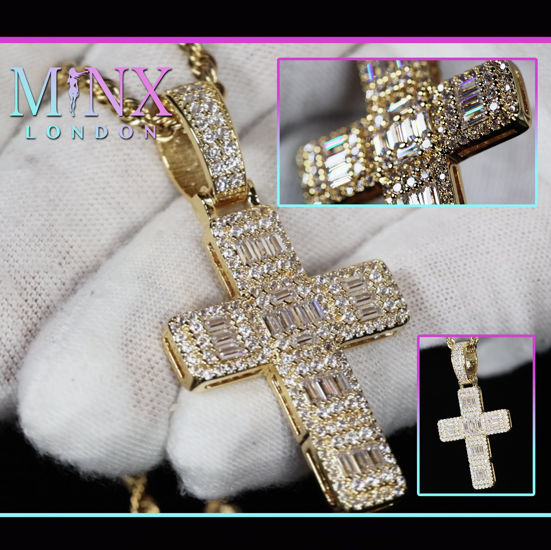 Gold Kreuz Anhänger | Herren Halskette Und Iced Out von minxlondon007