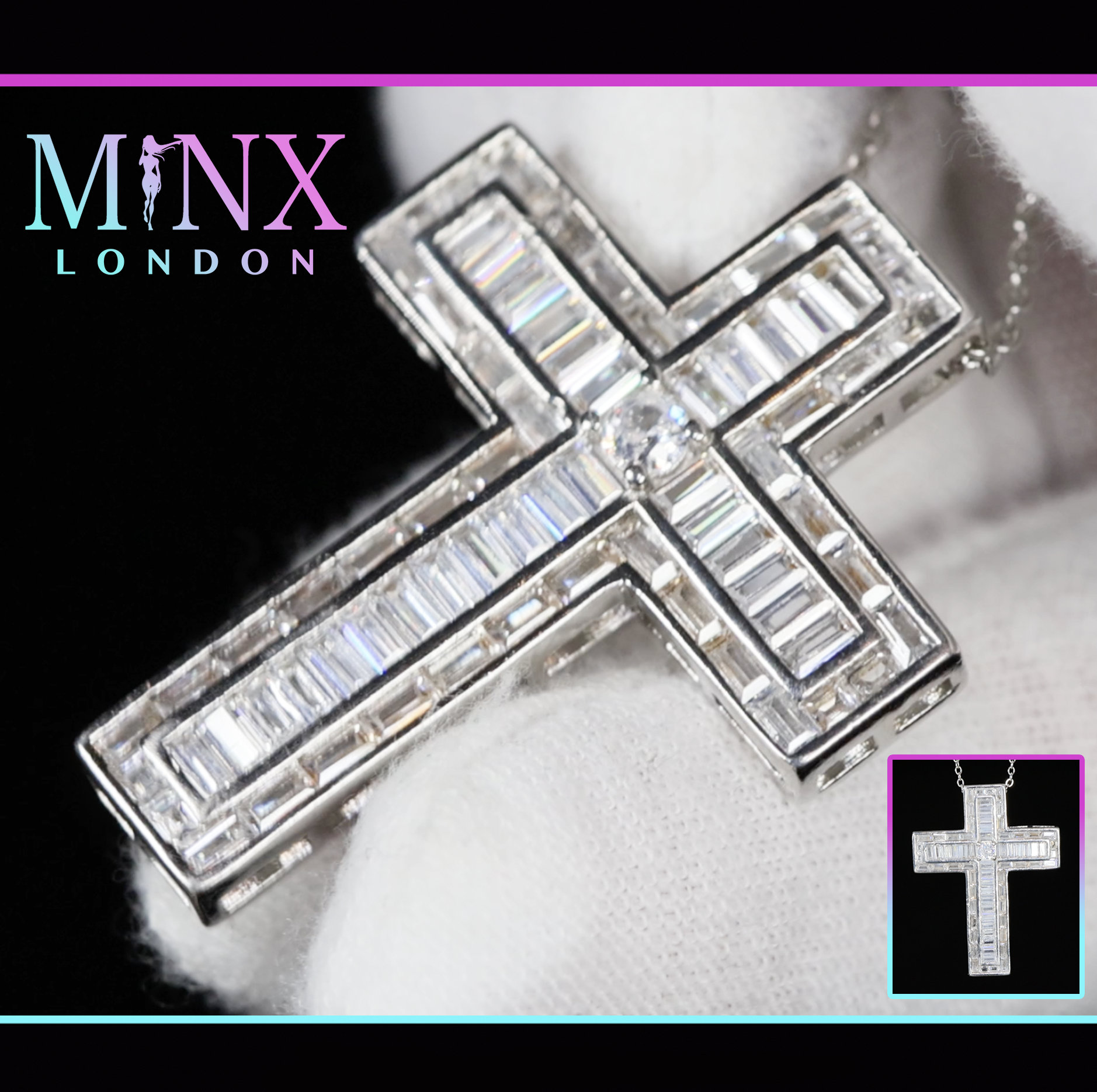 Kreuz Halskette | Damen Für Männer Gefrorene Kette Ketten Anhänger Diamant von minxlondon007