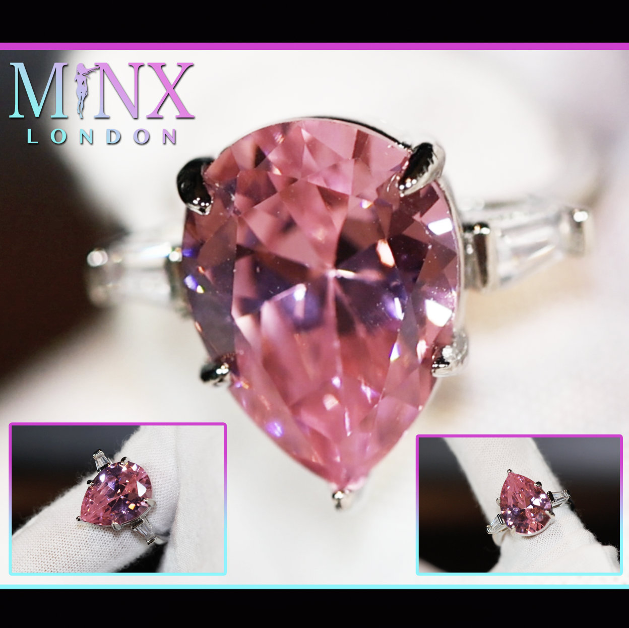 Pink Diamant Ring | Tropfen Birnenform Verlobungsring Tear Drop Ehering von minxlondon007