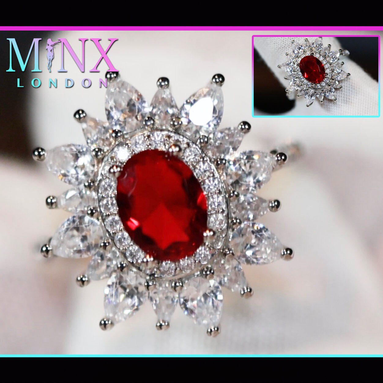 Rubin Ring | Roter Diamant Blume Verlobungsring Ehering von minxlondon007