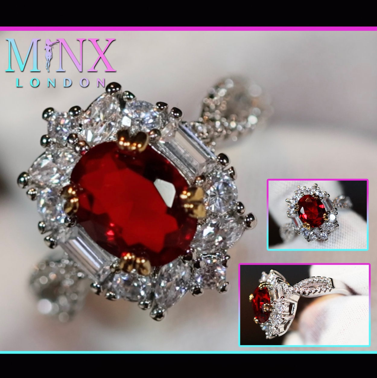 Rubin Ring | Roter Diamant Damenring Verlobungsring Ehering von minxlondon007