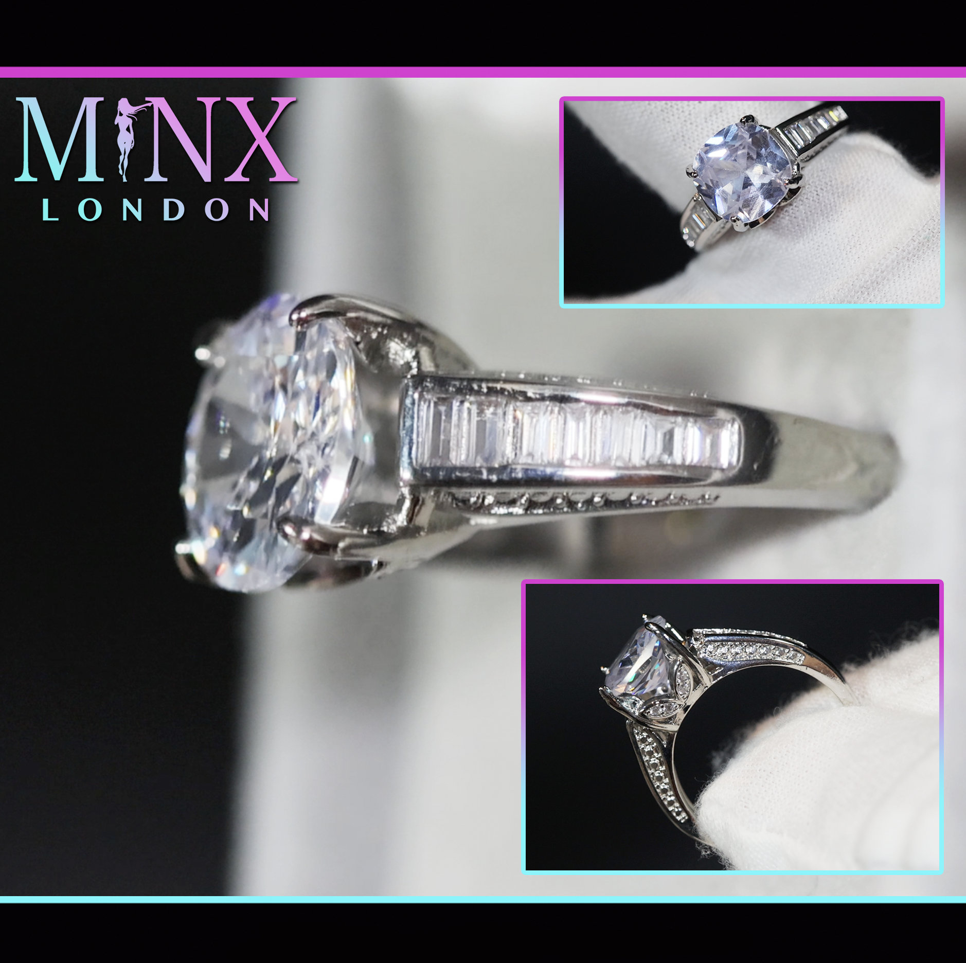 Verlobungsring | Großer Damen Ring Baguette Diamant Verlobungsringe Große Ringe von minxlondon007