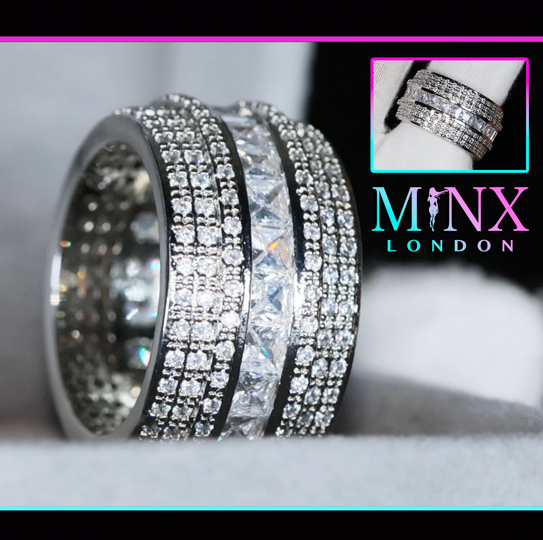 Versprechen Ring | Eternity Herrenring Damen Ehering Gefroren Verlobungsringe Diamant von minxlondon007