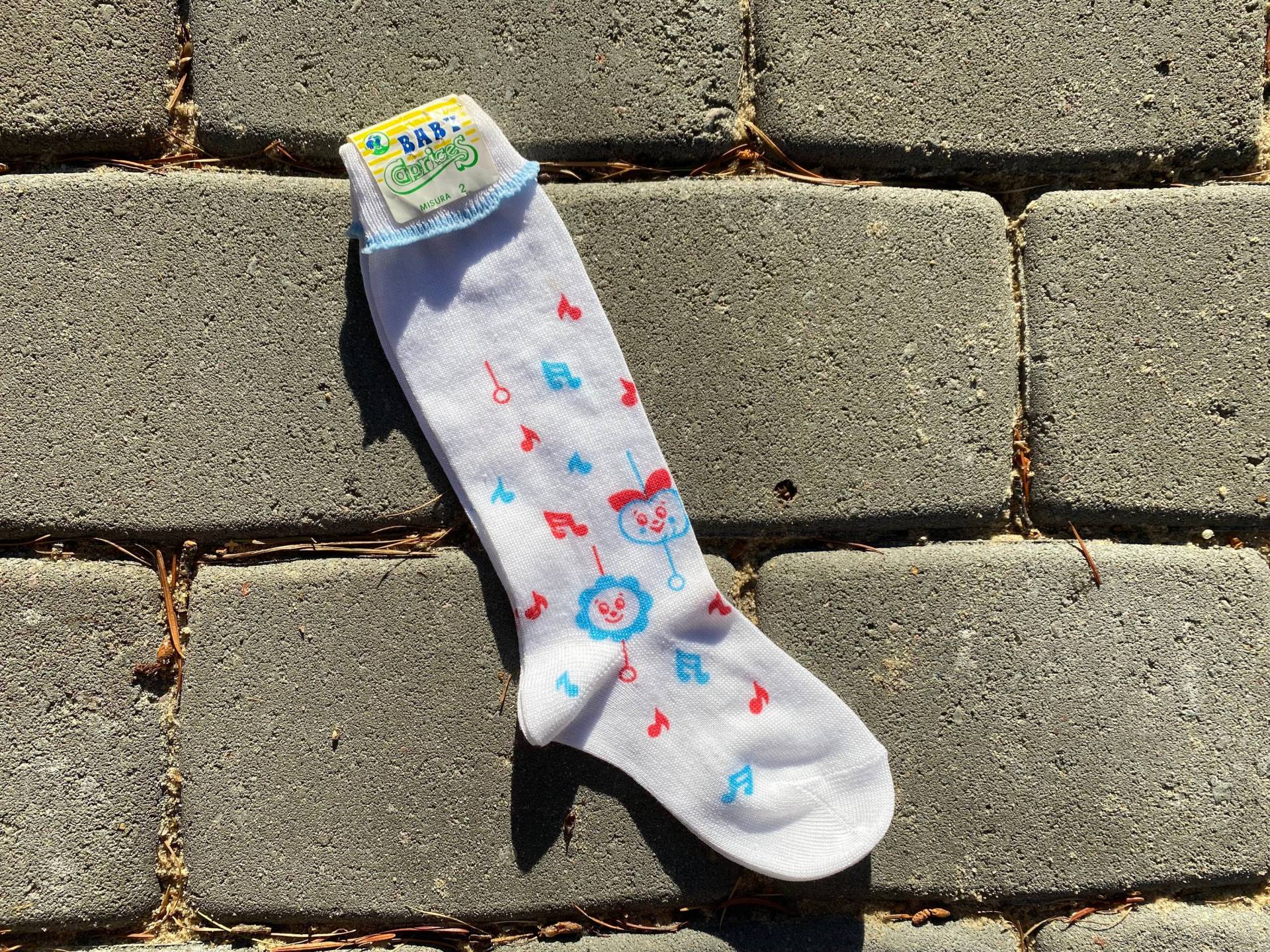 Vintage Kleinkind Kniestrümpfe Retro Mädchen Party Noten Unbenutzte Weiße Baumwollsocken Kinderkleidung von miovinta