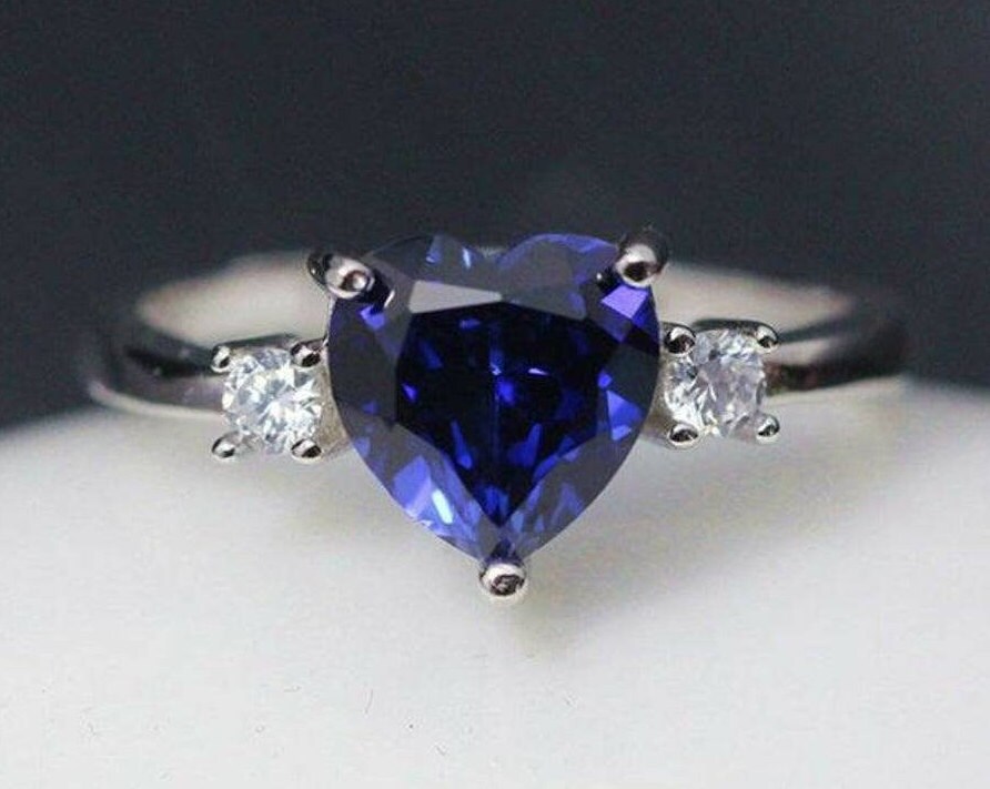 Herz Geschnitten Saphir Verlobungsring Für Frau Halo Ring Prong Muttertag Geschenk Jahrestag Blau Ehering Sie von mirhagems