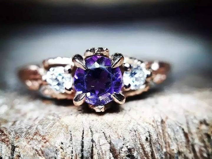 Runder Amethyst Verlobungsring Zierliche Blatt Blumen Ehering Vintage 925sterling Silber Brautring Blattform Versprechen Ring Für Frauen Geschenk von mirhagems