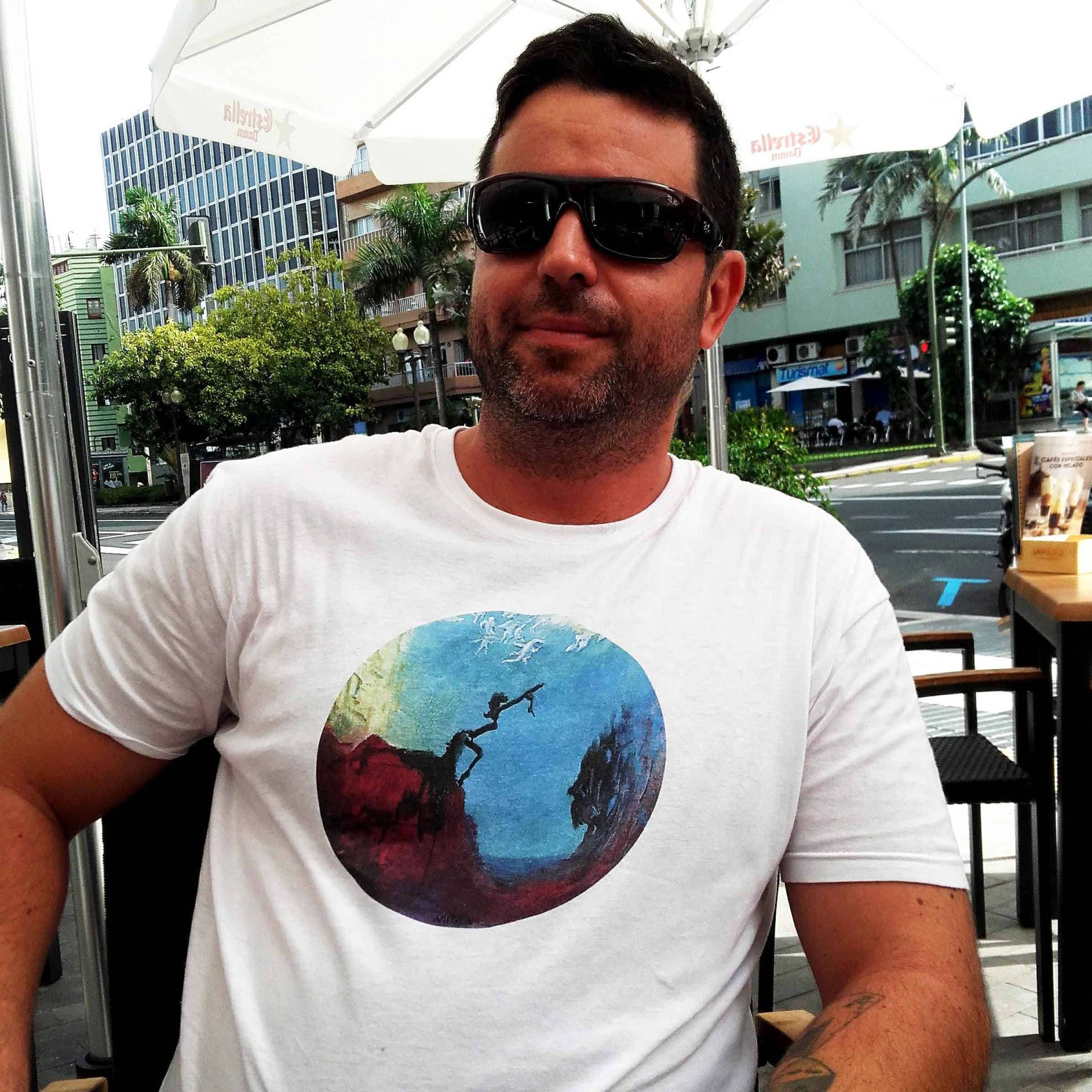 Impulse Weißes T-Shirt Aus Bio-Baumwolle Direkter Textildruck Von Der Acrylmalerei Impulse Weißes T-Shirt Aus Bio-Baumwolle Direkter Textildruck Von Der Acrylmalerei von miritaTshirts