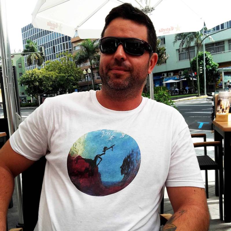 Impulse Weißes T-Shirt Aus Bio-Baumwolle Direkter Textildruck Von Der Acrylmalerei Impulse Weißes T-Shirt Aus Bio-Baumwolle Direkter Textildruck Von Der Acrylmalerei von miritaTshirts