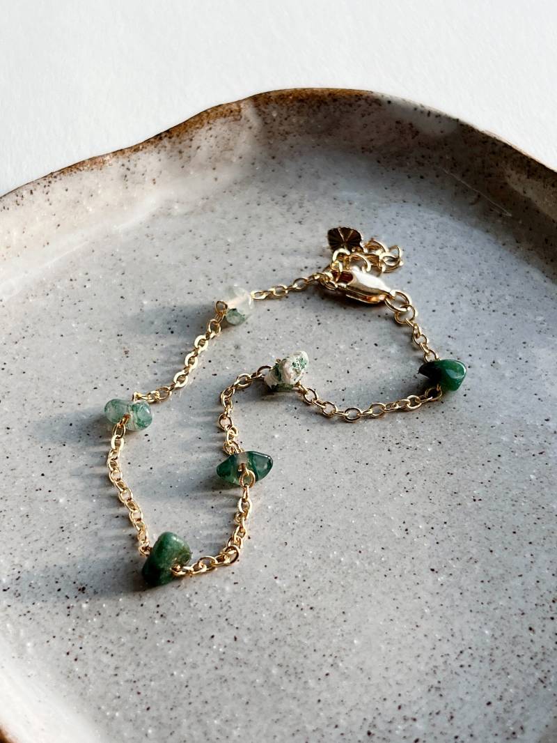 Armband Liz - Moos Achat Splitter An Vergoldeter Kette von mirostudiode