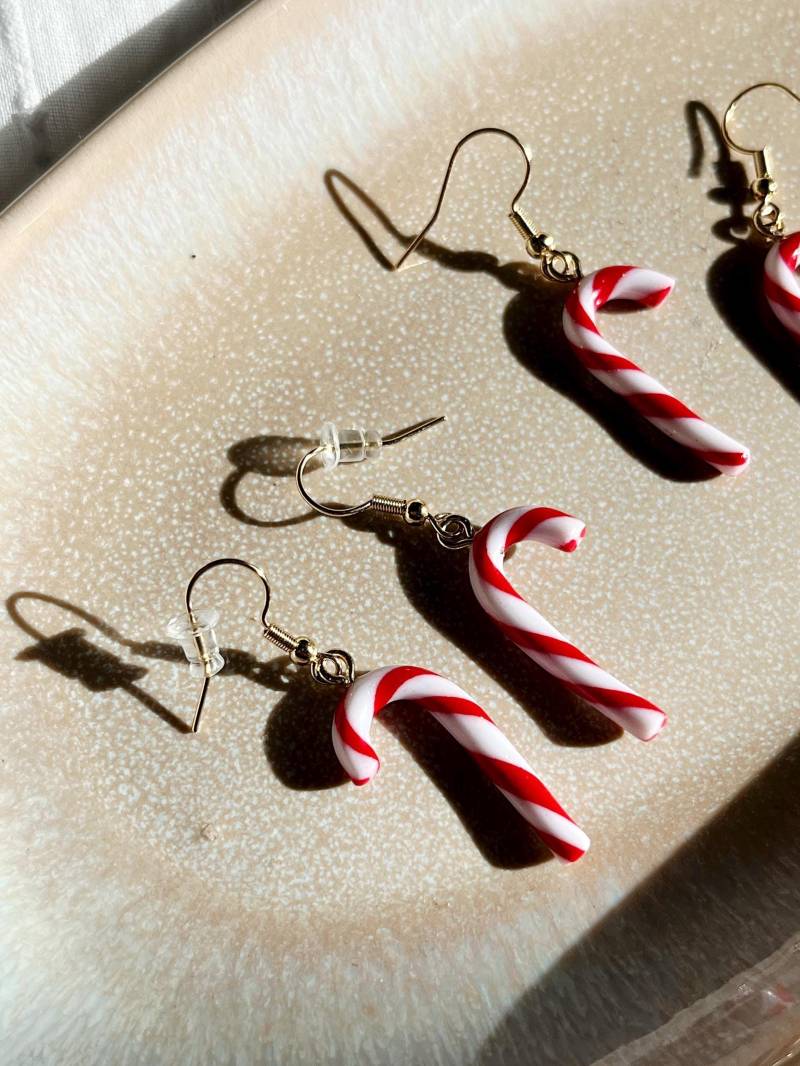 Ohrhänger Candy Cane - Ohrhaken Vergoldet Candy Cane Anhänger von mirostudiode