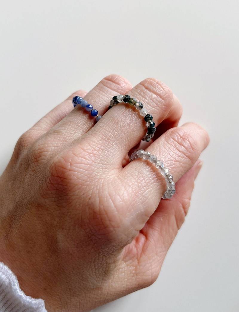 Ring June - Edelstein Perlen Labradorit/Moosachat/Sodalite Auf Vergoldetem Draht von mirostudiode