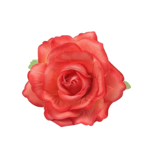 Damen Vintage Elegante Rose Blume Haarnadel Haarspange mit Brosche für Party Reise Festivals (Orange Rot) von mishdacthgd