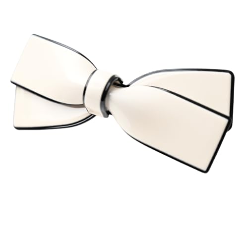 Elegante Haarspange für Damen, 8,7 cm, Federclips für Pferdeschwanz, weiß mit schwarzem Rand, vorgebundenes Design (weiß) von mishdacthgd