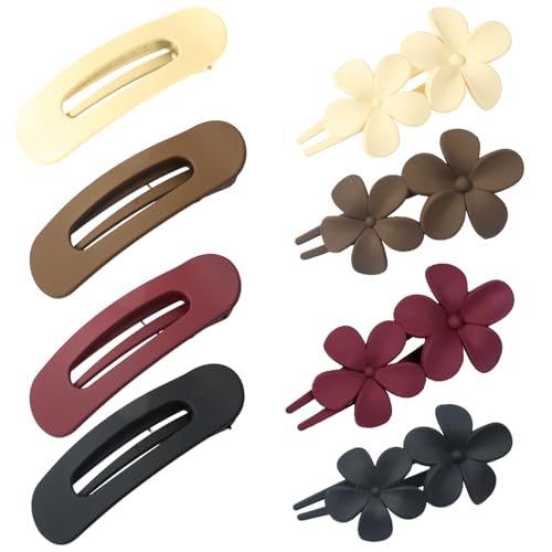 Flache Haarklammern, französische Haarklammern für Frauen und Mädchen, 2 Stile, Strandparty, starker Halt, matte Blume, dick, dünn, lockig, glatt, Zubehör (Set A) von mishdacthgd