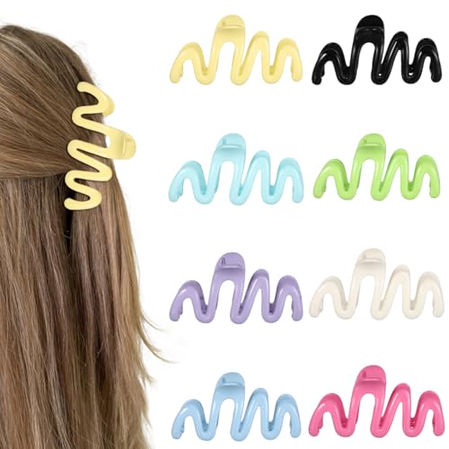 Haarklammern für Damen, gewellt, 10,2 cm, groß, rutschfest, Haar-Accessoires für Mädchen, dickes Haar, 8 Farben, 8 Stück Haarklammern für Damen, gewellt, 10,2 cm, groß, rutschfest, Haar-Accessoires für Mädchen, dickes Haar, 8 Farben, 8 Stück von mishdacthgd