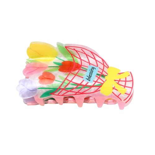 Haarspange mit Cartoon-Blumenstrauß, Acryl-Haarspange, kleine Haarklammer für Damen von mishdacthgd