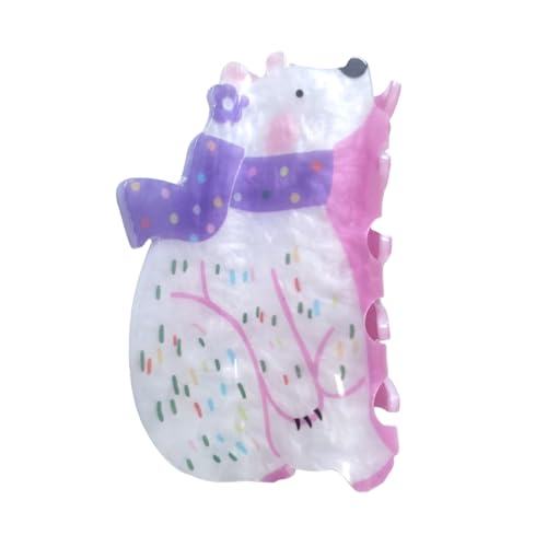 Haarspange mit Cartoon-Motiv, weißer Bär, Acryl, kleine Klauenklammer für Frauen, 1 Stück (1 Stück) von mishdacthgd