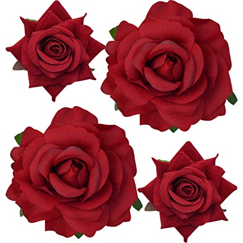 Rosen-Haarspange, Blumen-Haarnadel, Brosche, Blumen-Clips, 4 Stück, Stoffrosen, Haarspangen, mexikanische Haarblumen, Pin-Up-Kopfschmuck für Damen, Mädchen, Hochzeit, Party, Muttertag von mishdacthgd
