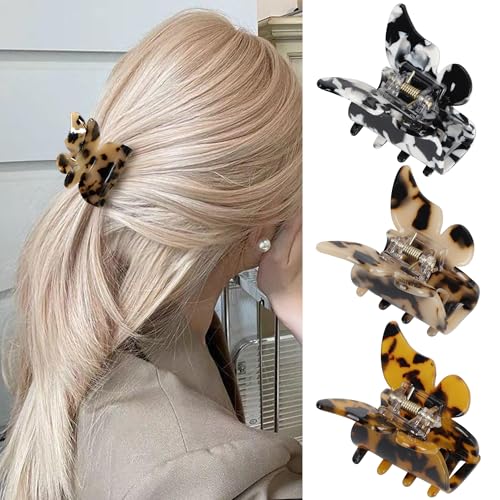 Schmetterlings-Haarspangen, Haarklammern, Schmetterlings-Schildkrötenmuschel, 5,8 cm, schöne Haar-Accessoires für Mädchen und Frauen (3 Stück) von mishdacthgd