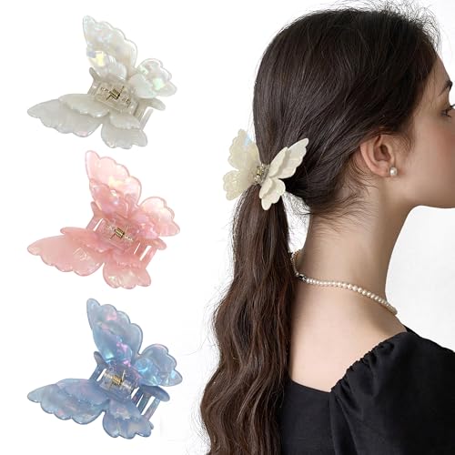 Schmetterlings-Haarspangen für Damen und Mädchen, Schmetterlingsklammern, Haarschmuck für Mädchen und Frauen. (Weiß, Rosa, Blau) von mishdacthgd
