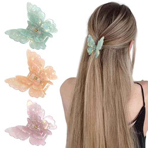 Schmetterlings-Haarspangen für Damen und Mädchen, niedlicher Haarschmuck für Mädchen und Frauen. (Orange, Grün, Violett) von mishdacthgd