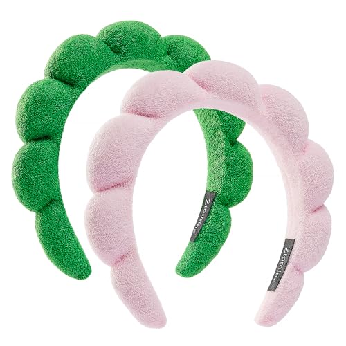 Stirnbänder 2er Set Frottee Gesichtswäsche Stirnbänder Puffy Pink + Türkis Combo Pack von mishdacthgd