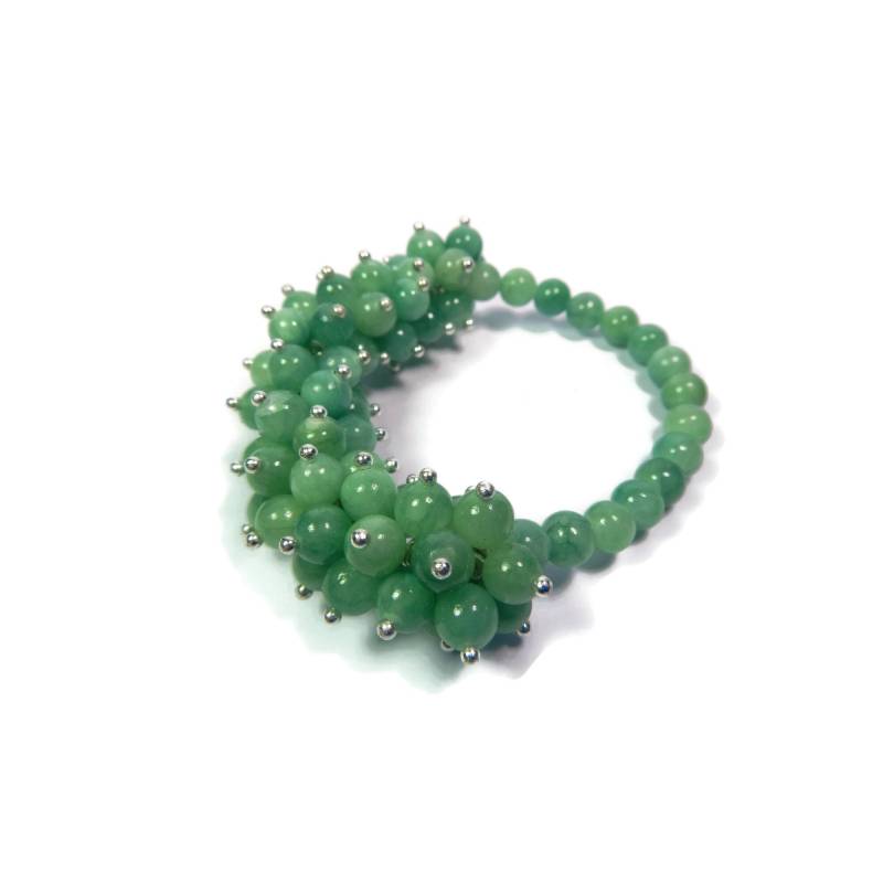 Algen Anemone - Mintgrün-Silber Armband Hand Looped-Perlen Cluster Stretch Quarz Edelstein Algen Anemone - Mintgrün-Silber Armband Hand Looped-Perlen Cluster Stretch Quarz Edelstein von mishimon
