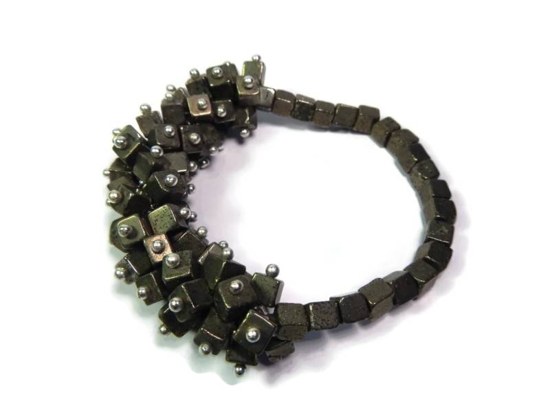 Versunkene Schatz Anemone - Bronze-Silber Armband Hand Geschlungen-Perlen Cluster Stretch Pyrit-Fool's Gold Stein Versunkene Schatz Anemone - Bronze-Silber Armband Hand Geschlungen-Perlen Cluster Stretch Pyrit-Fool's Gold Stein von mishimon