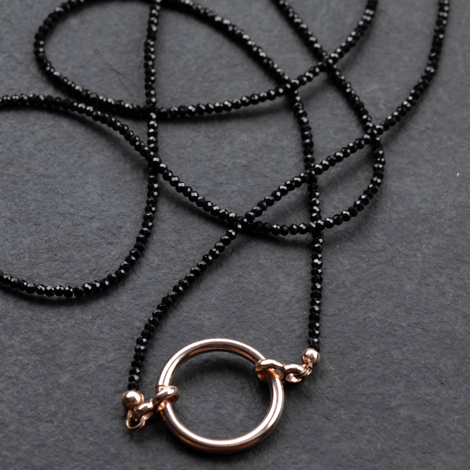 Lange Spinell Kette Facettiert, 2mm, Handgefertigt, Ring Silber Mit Roségold Plattiert, Für Persönliche Anhänger, Glückskette, Unikat von mishmishSchmuck