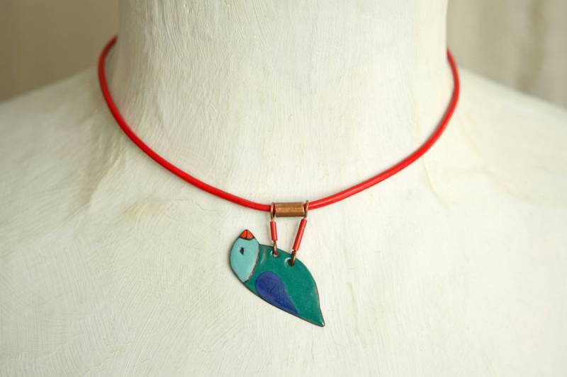 Blauer Vogel, Emaille Anhänger, Halskette, Schmuck, Vogel Halskette, Boho Birdie Blauer Vogel, Emaille Anhänger, Halskette, Schmuck, Vogel Halskette, Boho Birdie von miskka