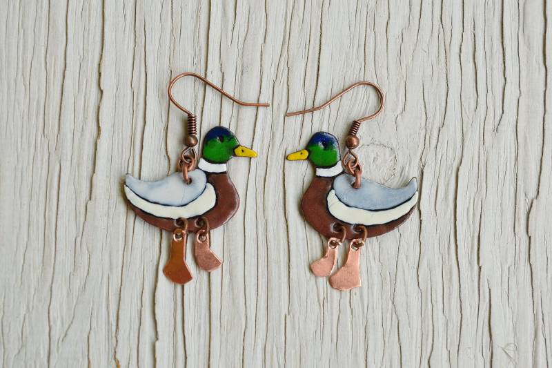 Ente Schmuck, Emaille Ohrringe, Stockente, Ente, Stockente Wildlife Birding, Wasservögel, Vogel Ente Schmuck, Emaille Ohrringe, Stockente, Ente, Stockente Wildlife Birding, Wasservögel, Vogel von miskka