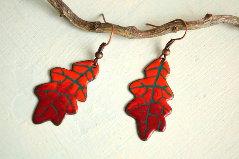 Herbst Eichenblatt, Herbstblätter, Rost, Weinrot, Ohrringe, Blatt Eichenblatt Eiche Schmuck Herbst Eichenblatt, Herbstblätter, Rost, Weinrot, Ohrringe, Blatt Eichenblatt Eiche Schmuck von miskka