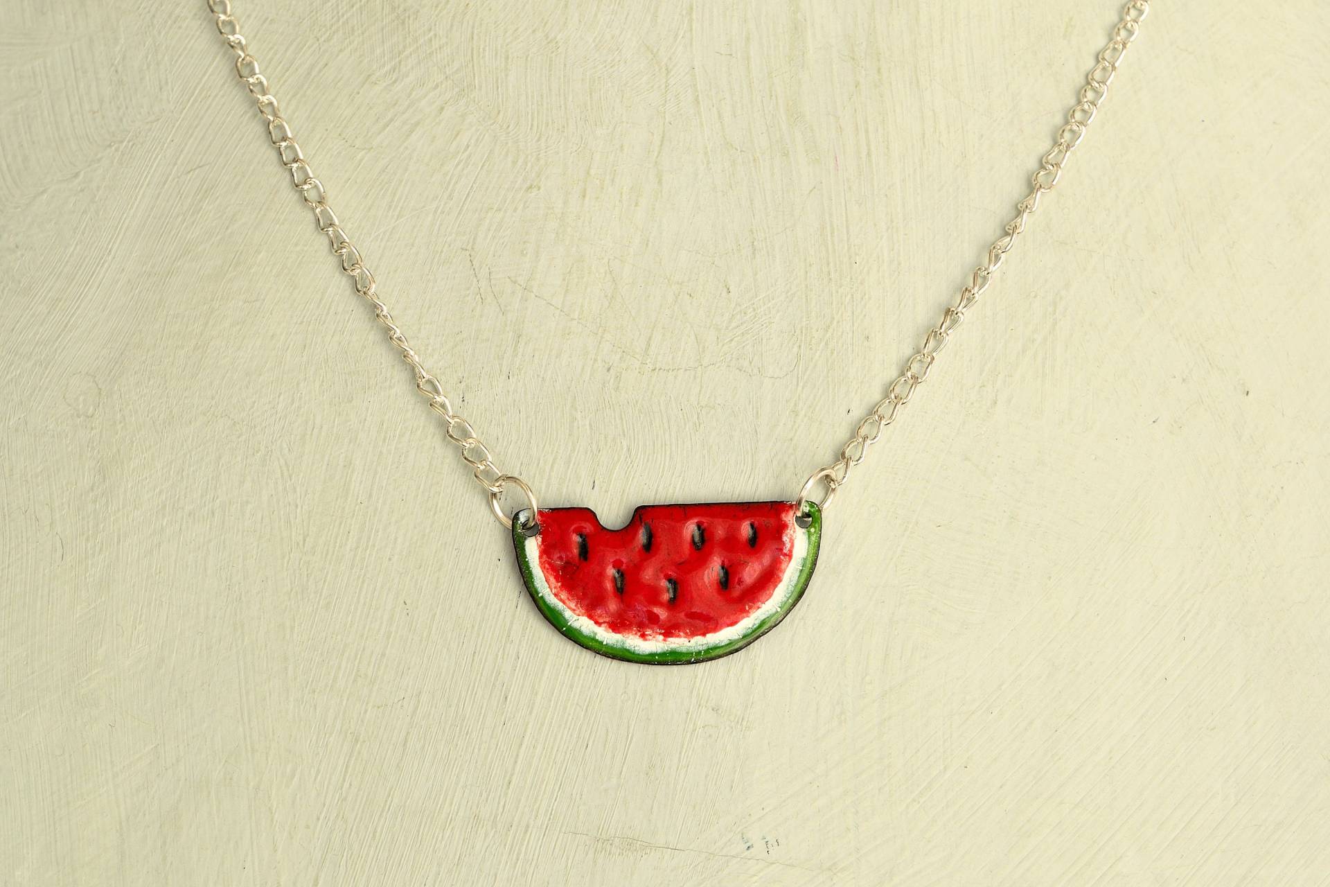 Wassermelone Halskette, Obst Schmuck, Emaille Melon Lustig, Fruchtig Sommer Süß Wassermelone Halskette, Obst Schmuck, Emaille Melon Lustig, Fruchtig Sommer Süß von miskka
