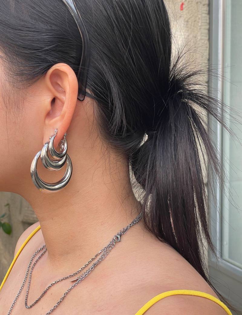 18K Gold-Plated & Silver-Plated Chunky Round Hoop Earrings, Large Moon Shape Hoops, Hollow Minimal Gift von misomelabel